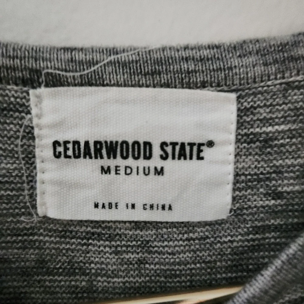Cedarwood‎ State Mens Gray Striped Long Sleeve Cotton Knit Sweater Medium